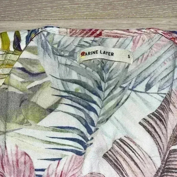 Marine Layer Emlyn Floral Wrap Midi Dress in tropical palm leaf print sz small - Picture 5 of 9